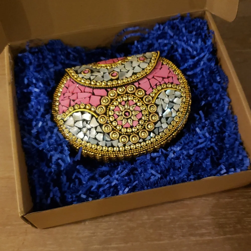 RAMLA Mosaic Crossbody Bag in Pink, Blue & Gold (NWOT - MSRP $275) - Picture 11 of 13